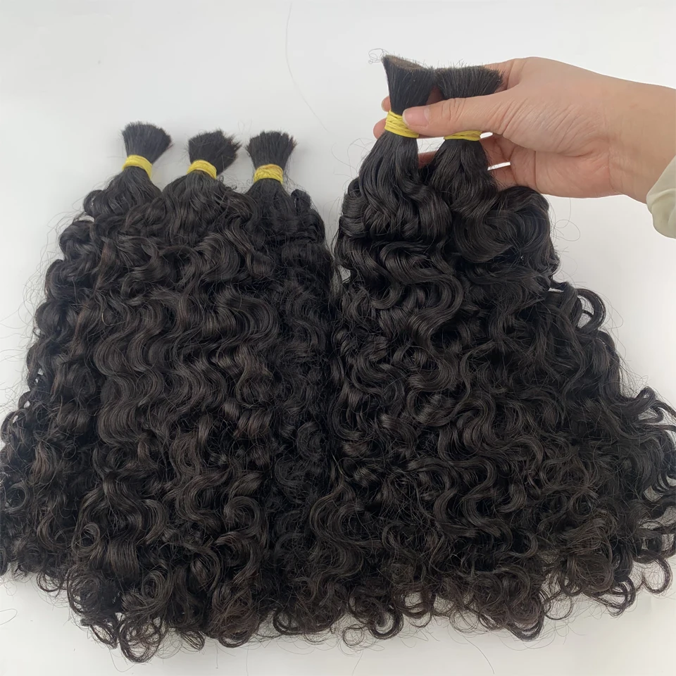 Italian Curly Bulk Human Hair Bundle No Weft for Braiding 100% Unprocessed Human Virgin Hair 12A Water Wave Wet Wavy Hair