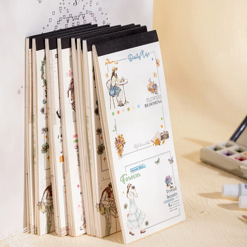 15pcs/lot Memo Pads Material Paper The Girl Who Chases Light Junk Journal Scrapbooking Cards Retro Background Decoration Paper
