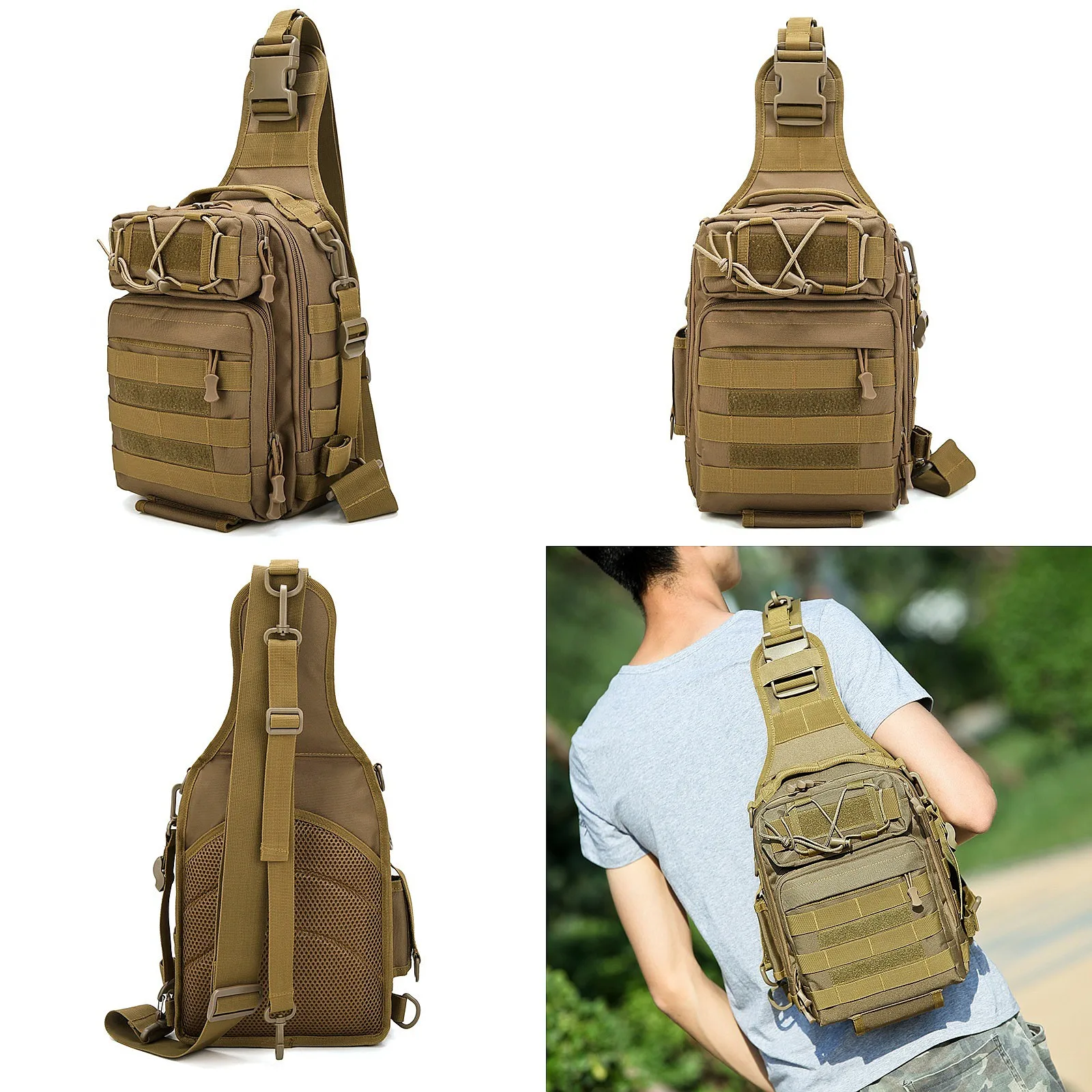 Outdoor Tactical Large Chest Pack Fishing Tackle Bag Waterproof Crossbody Sling Bag  Tactical Backpack Travel Backpack