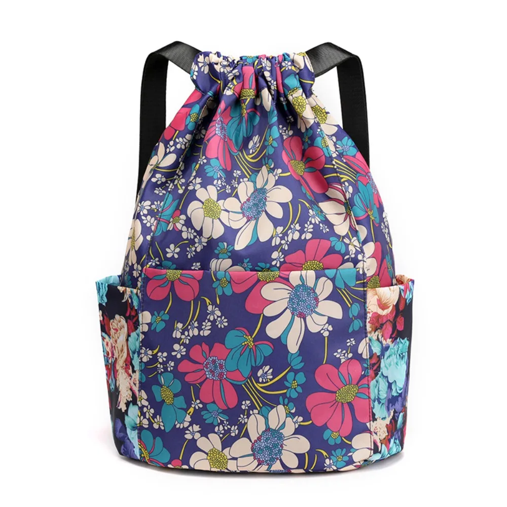 Fashion Portable Drawstring Backpack Foldable Large Capacity Yoga Bag Oxford Cloth Lightweight Sports Sack Travel