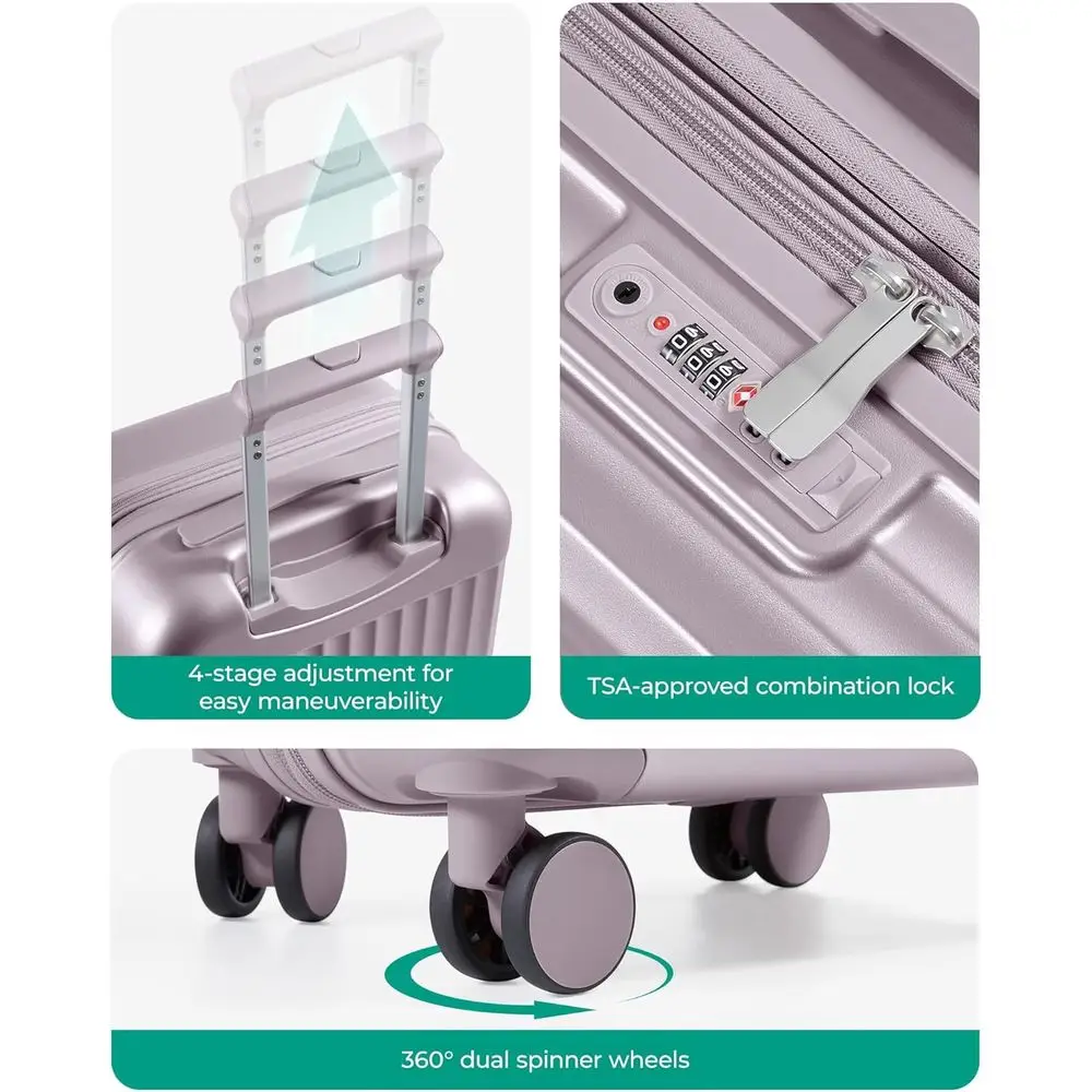 Purple 20 Inch Expandable Hard Shell Spinner Suitcase with TSA Lock, Airline Approved for Carry-On Travel