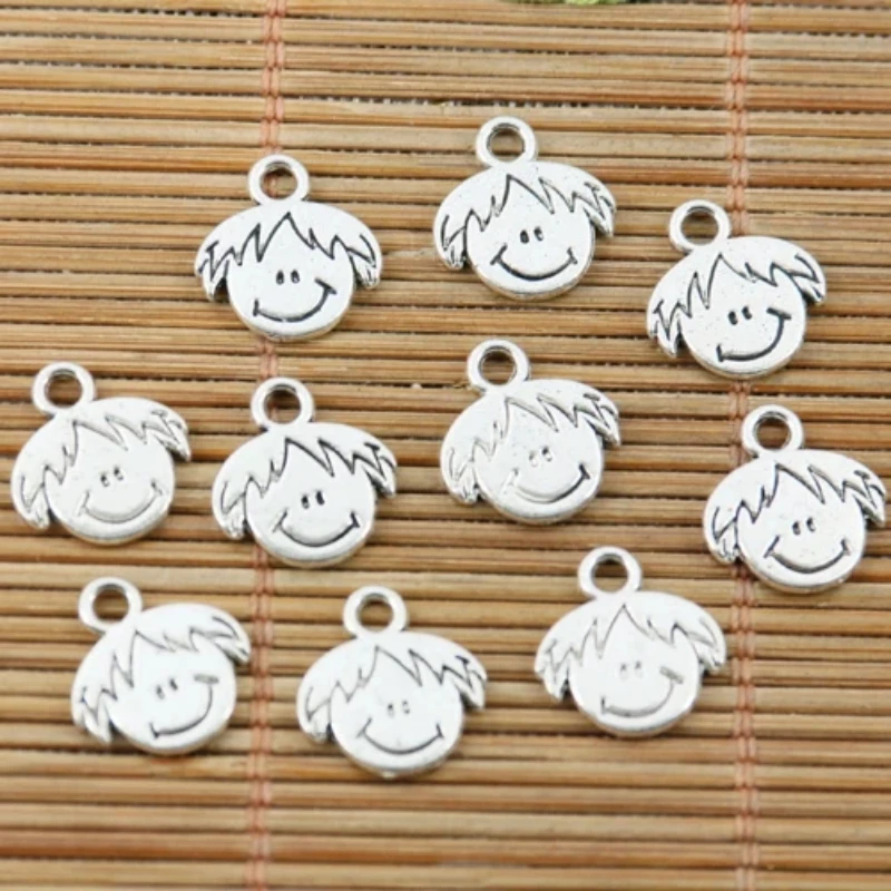 

20pcs 12mm Tibetan Silver Tone 2sided Boy Head Charms EF2205 Charms for Jewelry Making