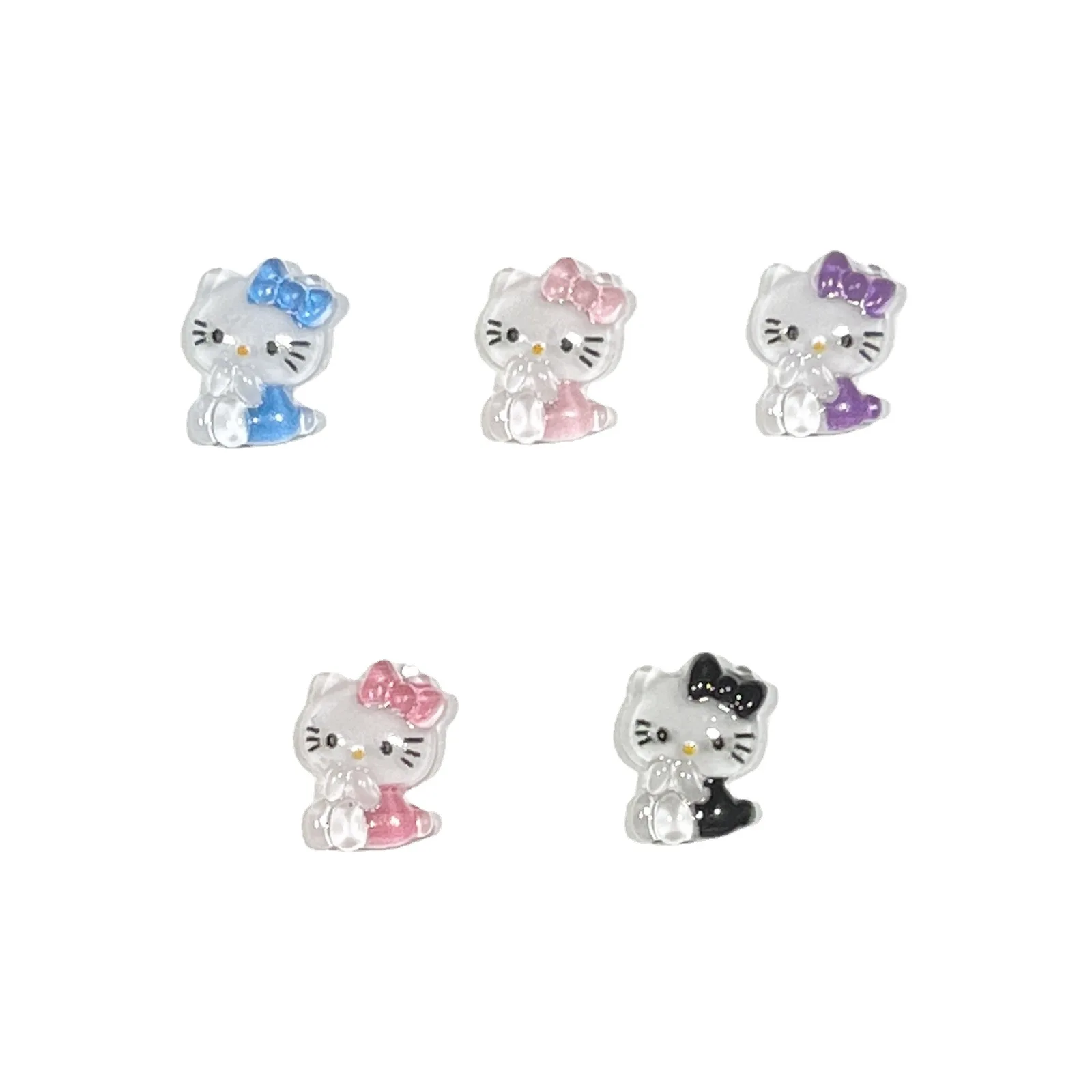 20pcs miniso colorful kt cartoon nail charms for diy nail making kawaii cute resin nail art decoreation