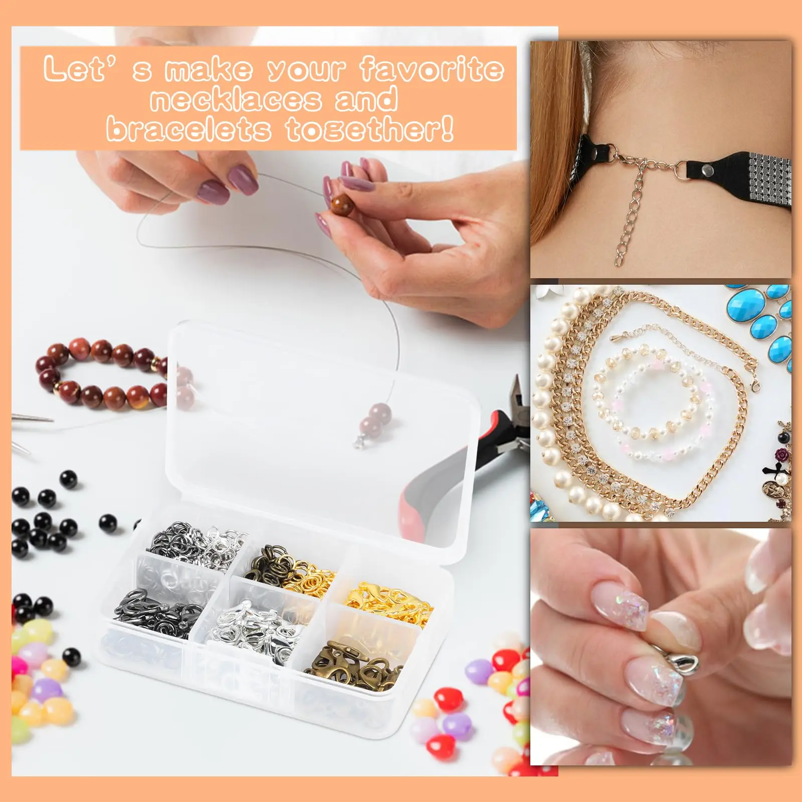 500Pcs Jewelry Making Kit Multi Color Lobster Clasps And Open Ring with Box For DIY Jewelry Making Accessories Supplies Kit - view 6
