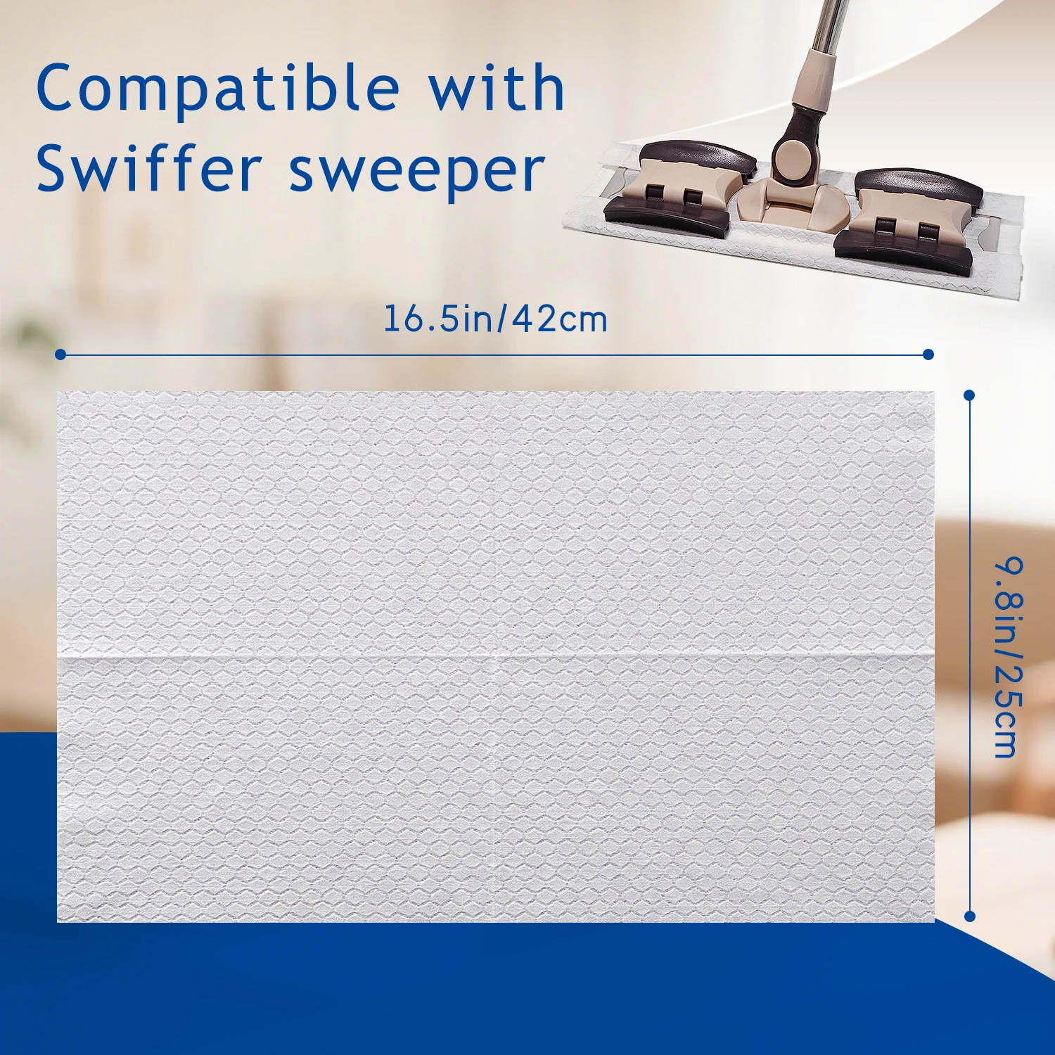 JINYUDOME Disposable Electrostatic Dust Mop Pads 9.8x16.5in High-Efficiency Swiffer Wet/Dry Mop Floor Cleaning Cloth for Home