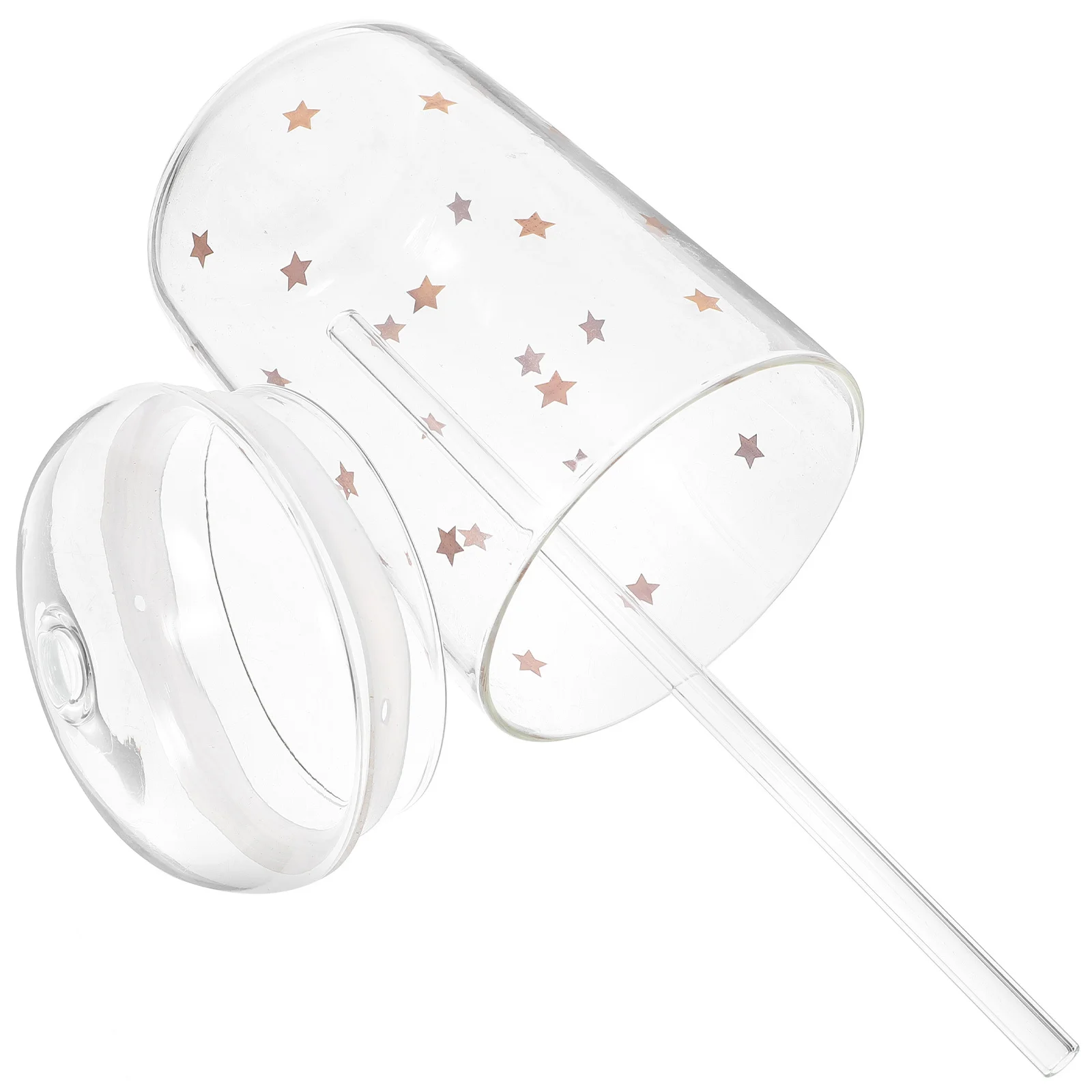 

Clear Glass Straw Cup with Lid Unique Design Portable Spill Proof Beverage Container for Cold Drinks Smoothies Iced Coffee