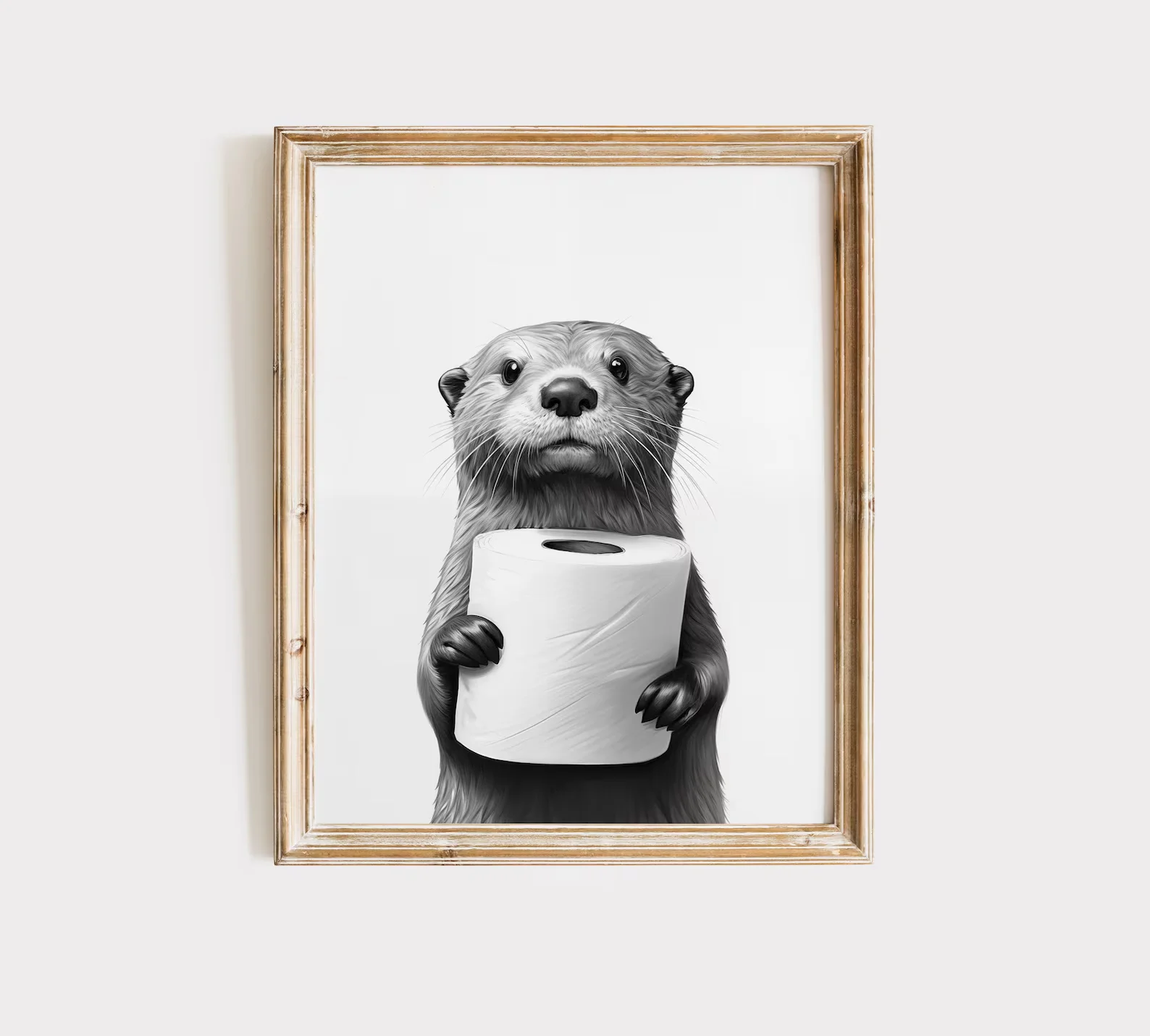 Otter Poster Animal Bathroom Poster Otter Gift Otter Art Bathroom Wall Decor Poster Black and White Bathroom Print Digital Downl