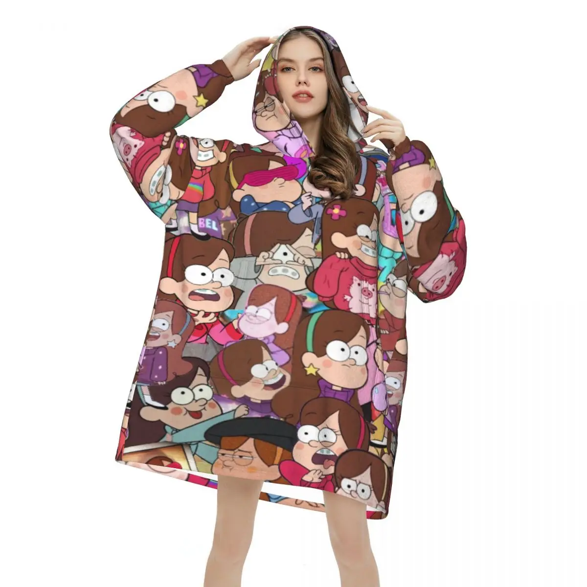 Gravitys Falls Oversized Blanket Hoodie Sweatshirt Long Fleece Hooded Wearable Blanket with Large Pocket for Women Men
