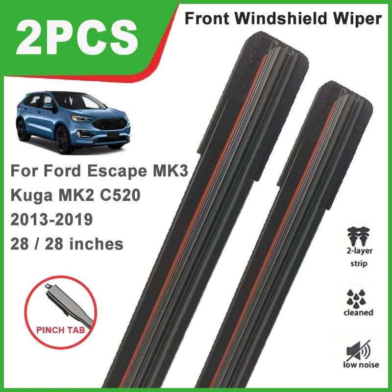 

28"+28" Double Rubber Front Wiper Blades, Durable Windscreen Replacement Parts For Ford Escape MK3 Kuga MK2 C520 2013-2019 2014