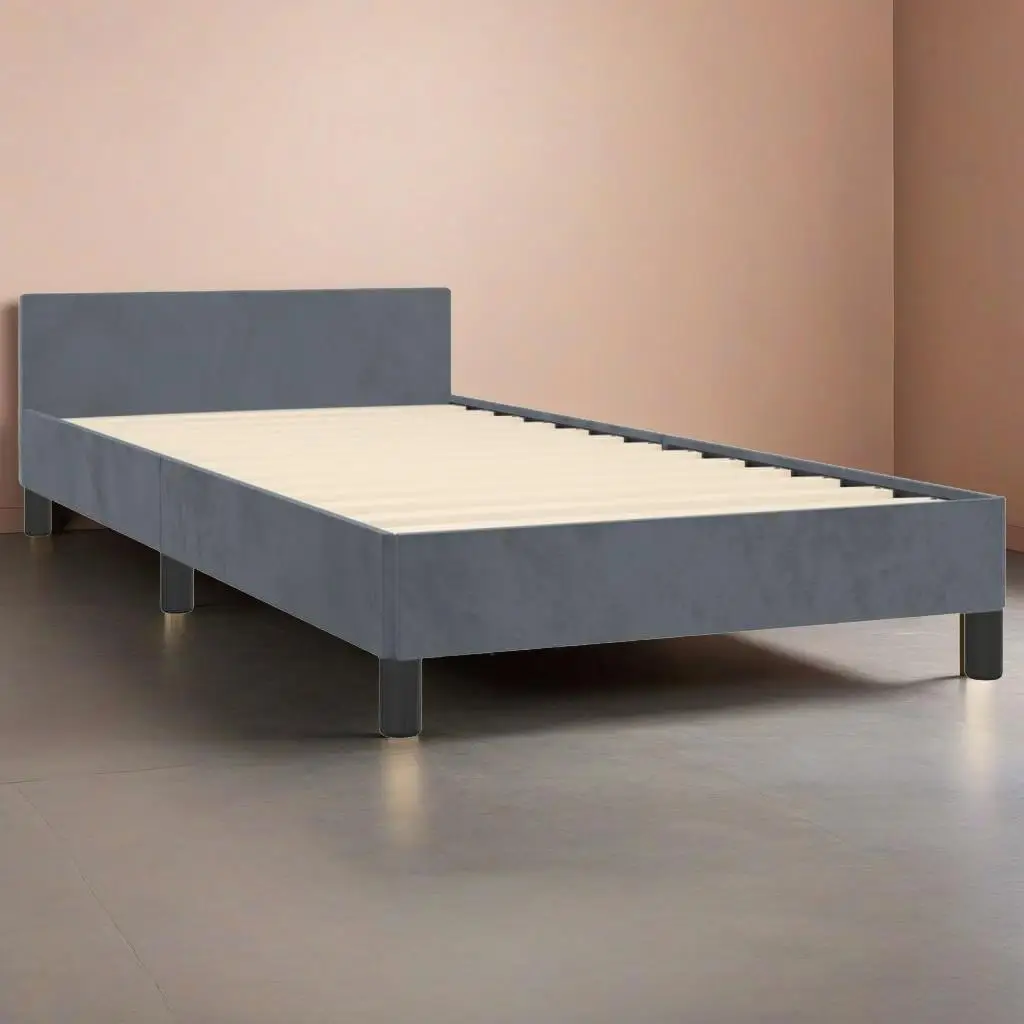 Dark Gray Twin Velvet Bed Frame Without Mattress - Stylish, Comfortable & Durable Design