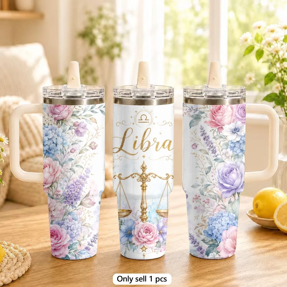 Constellation Art Design Vacuum Flasks 40oz Vacuum Insulated Travel Mug with Straw & Handle | Stainless Steel Leakproof Tumbler