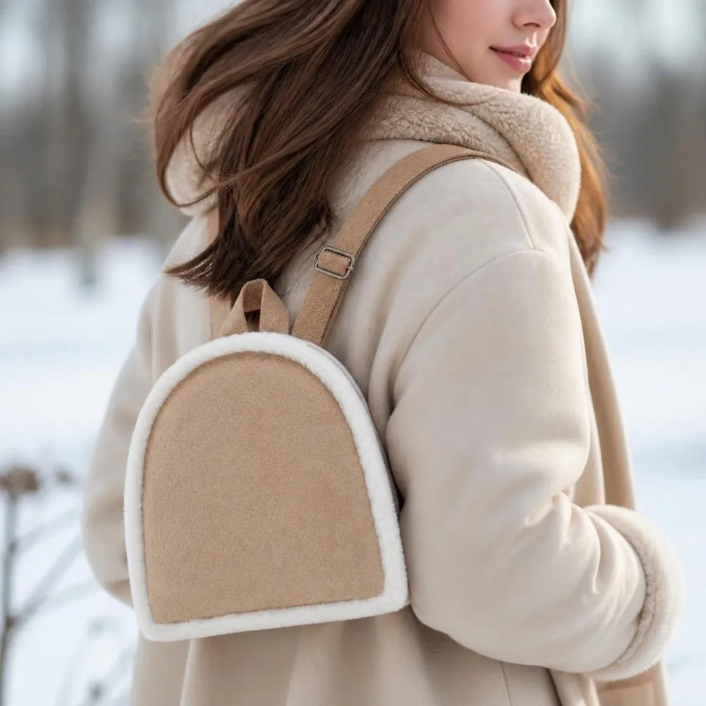 Cute Versatile Women Backpack Mini Size Semi-Circular Shape Semi-Circular Backpack edging Lightweight Winter Backpack for Girls