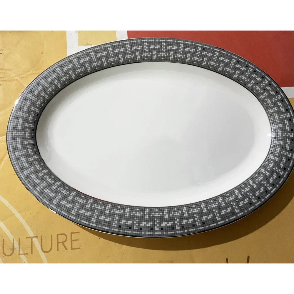 Top Grade Rainforest Ceramic Dinner Plates Geometric Pattern Ceramic Dish Charger Plate Dinnerware Plate Set Serving Dish