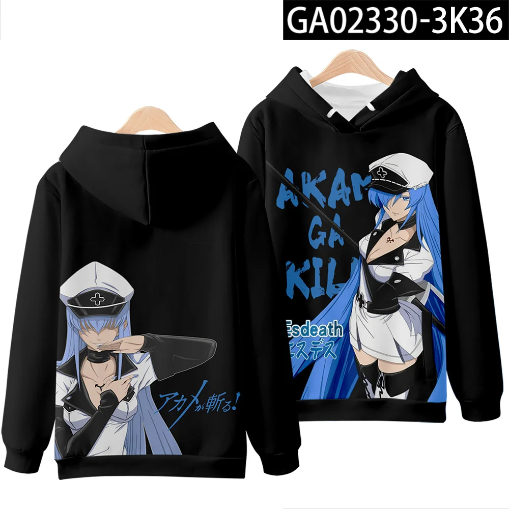 Anime akame ga kill impressão 3d feminino/masculino moletom com capuz esdese esdeath cosplay jaqueta com capuz agasalho casual