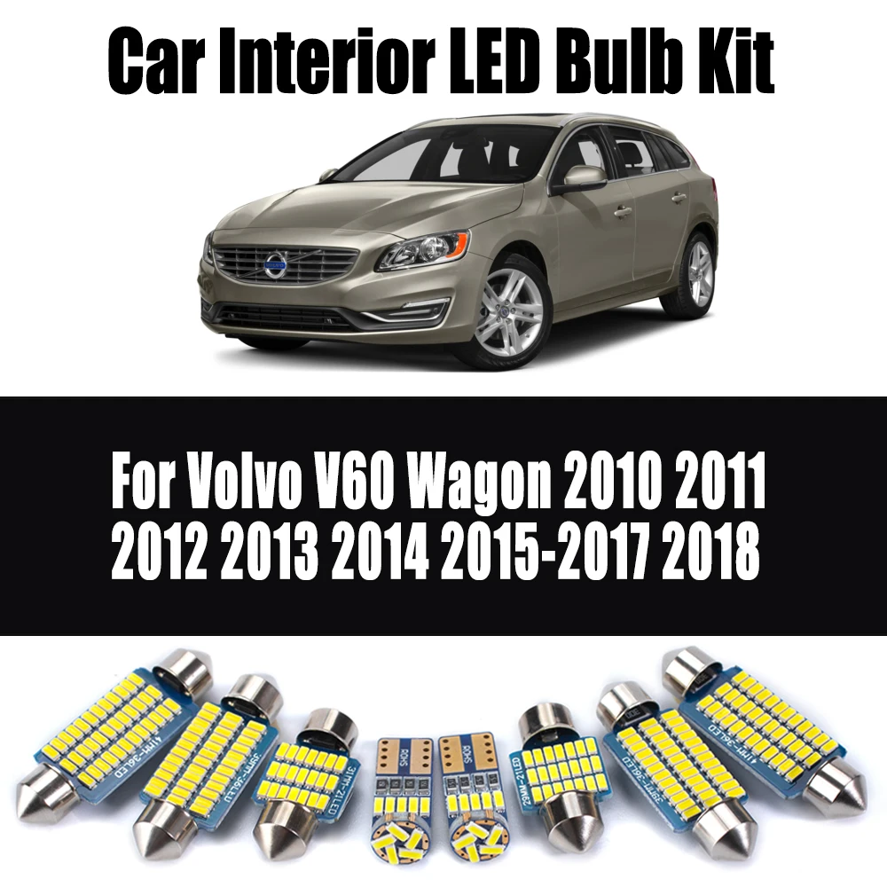 

19 шт. Canbus светодиодный внутренний купол с картой, косметическое зеркало, комплект освещения номерного знака для Volvo V60 Wagon 2010-2017 2018 автомобильные аксессуары