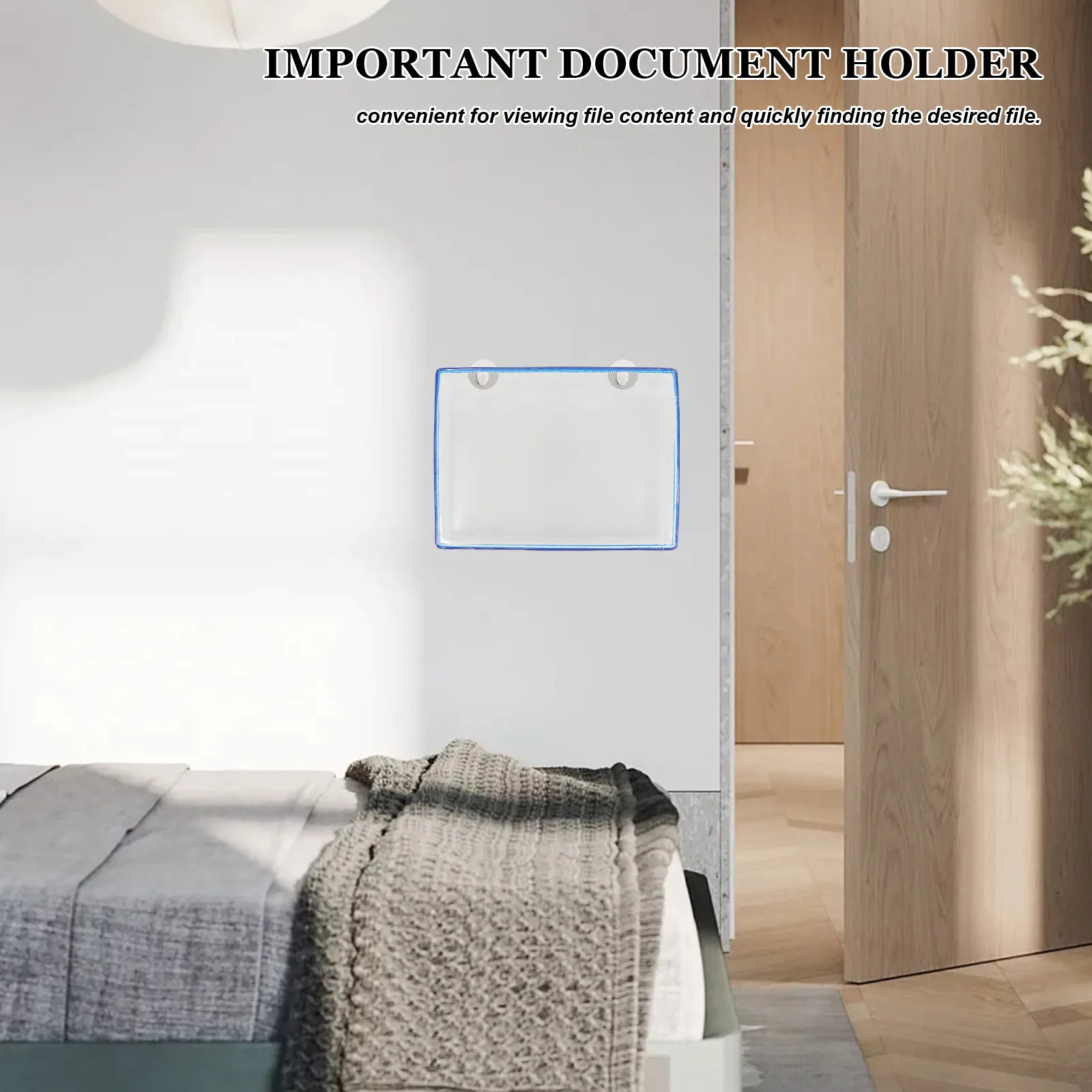 A4 Transparent File Folder Wall Mounted Hanging File Organizer Portable Folder Holder for Documents Office School Clear Pocket