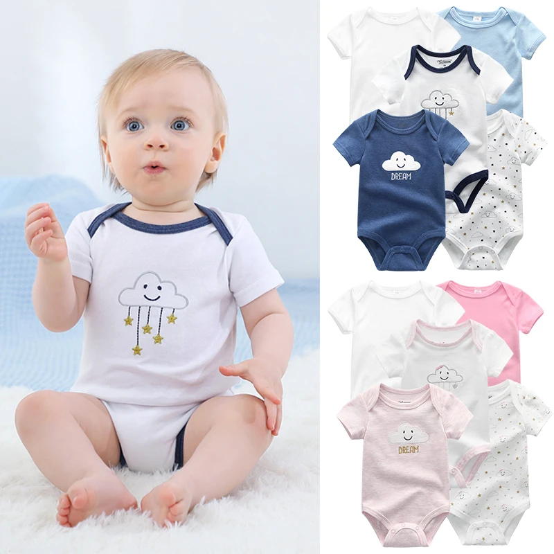 

Kiddiezoom 5Pcs/lot Newborn Bodysuit 100% Cotton Baby Boy Summer Jumpsuit 2022 Fall Toddler Girl Pink Clothes Infant Onesie Cute