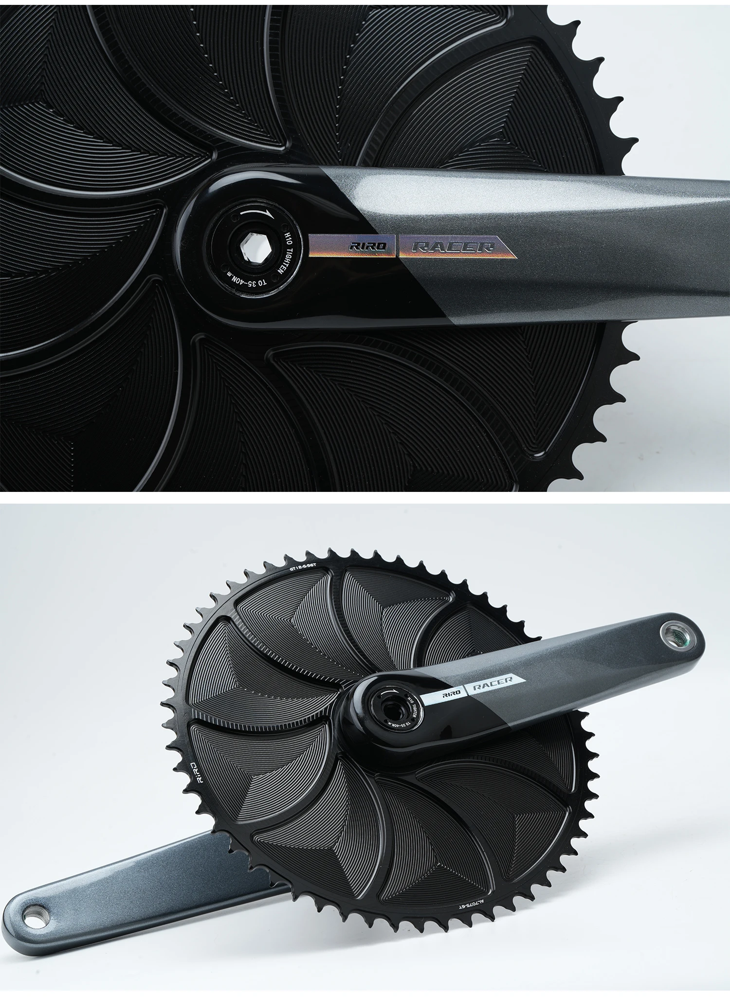 RIRO KSB Carbonfaser-Kurbelgarnitur für Rennrad/Klapprad, 24mm Spindel, 3-Bolzen-Direktmontage, kompatibel mit Leistungsmessern. – Detail 18
