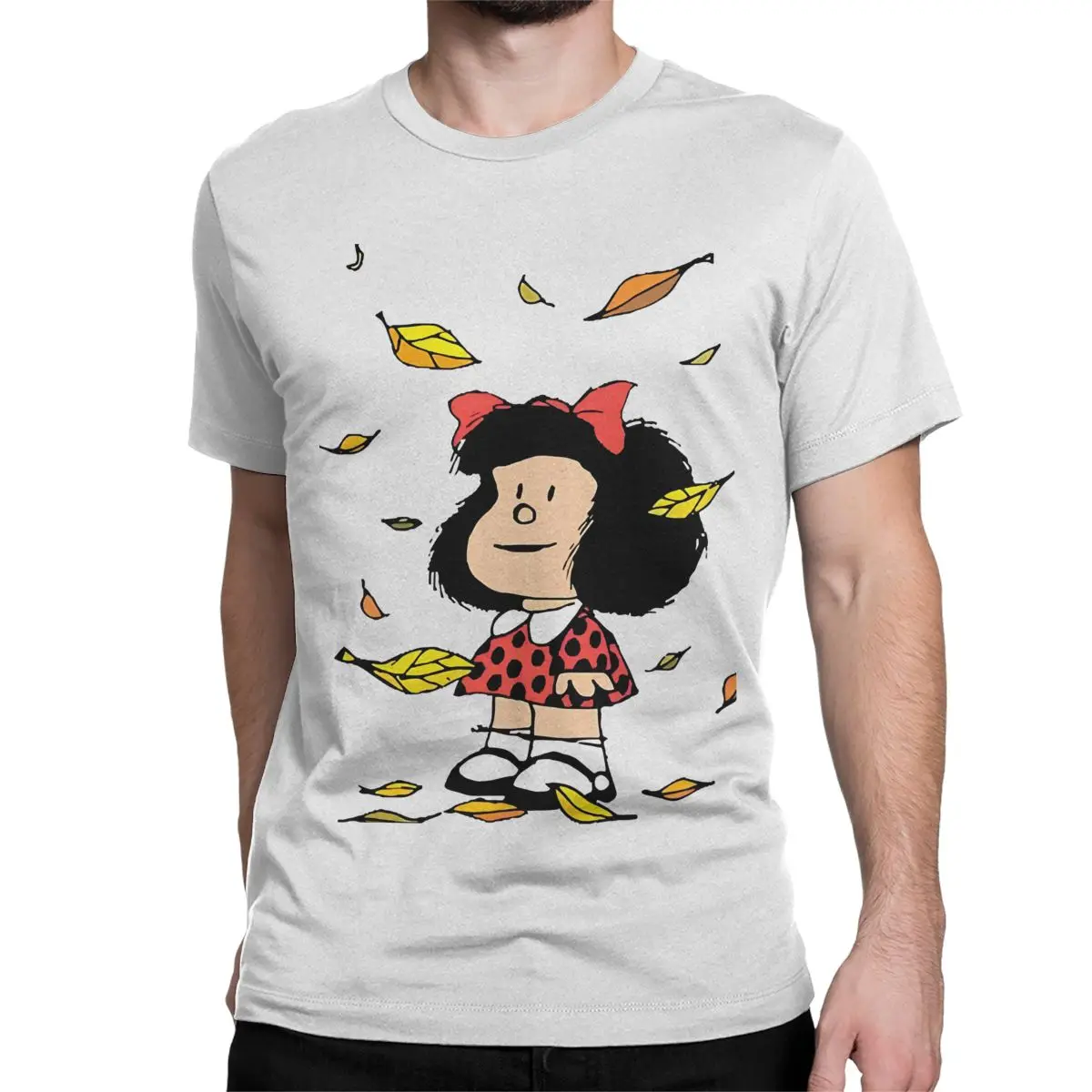 Fun Mafalda Autumn Leaves T-Shirts for Men Women Crewneck 100% Cotton T Shirts Anime Cartoon Short Sleeve Tee Shirt 6XL Tops