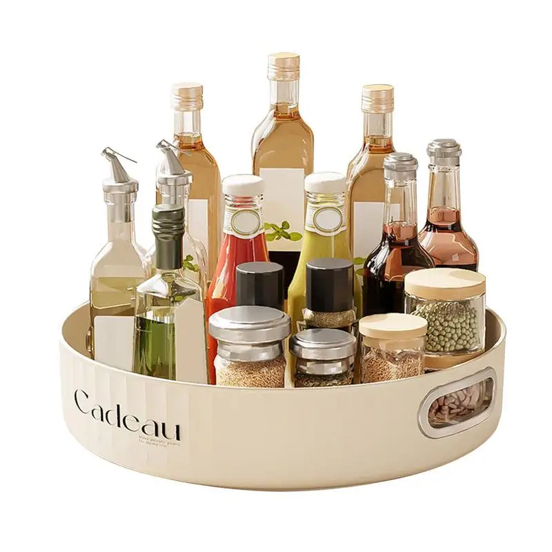 

Turntable Organizer Seasoning Condiment Holder Turntable Anti-Slip Cabinet Pantry Countertop Turntable Organizer