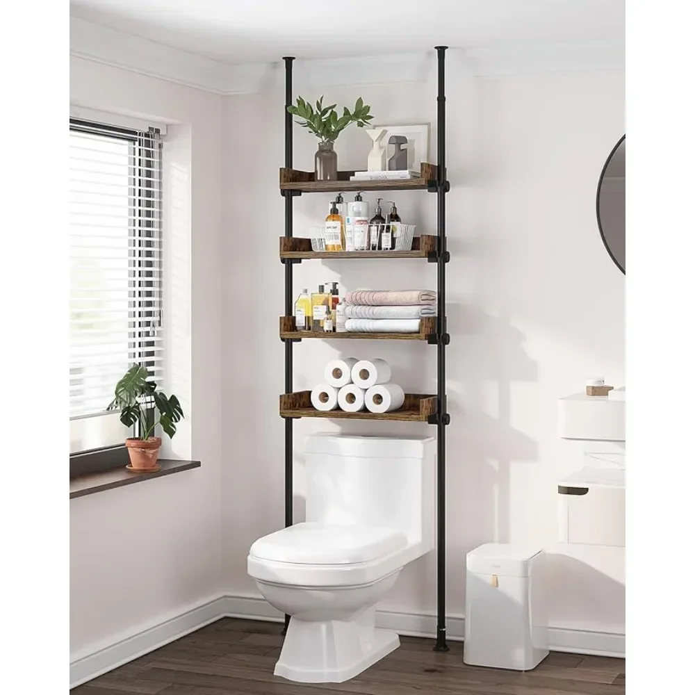 

Bathroom cabinet, bathroom organizer, storage space above toilet, 4-ply adjustable wooden shelves, space-saving shelves