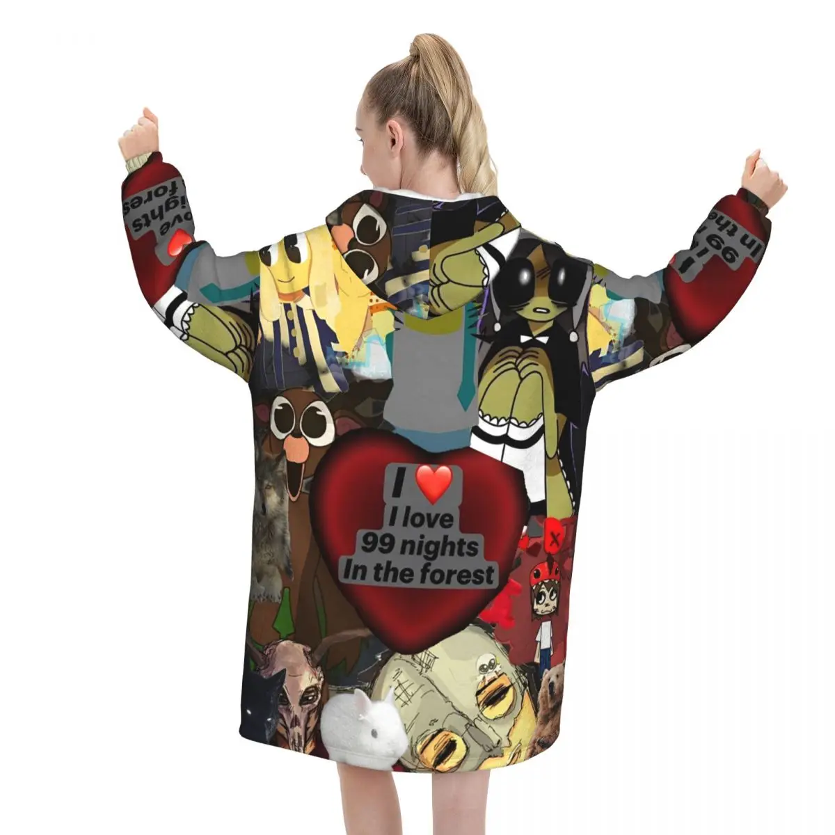 99 ليالًا في الغابات بطانية بقلنسوة يمكن ارتداؤها لألعاب الفيديو بطانية كبيرة مع جيب كيس نوم دافئ ناعم ومريح نيسيي
