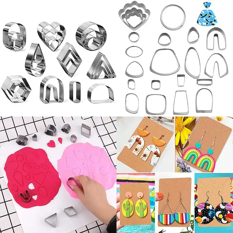 18/21/24 Pcs Polymer Clay Earring Cutter Moulds Geometric Baking Tools Set for Handmade DIY Jewelry Creations