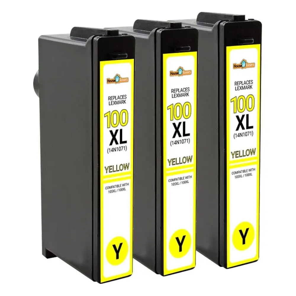 3 cartuchos de inyección de tinta 100XL amarillo 14N1071 para Lexmark PRO 205 705 805 901 905