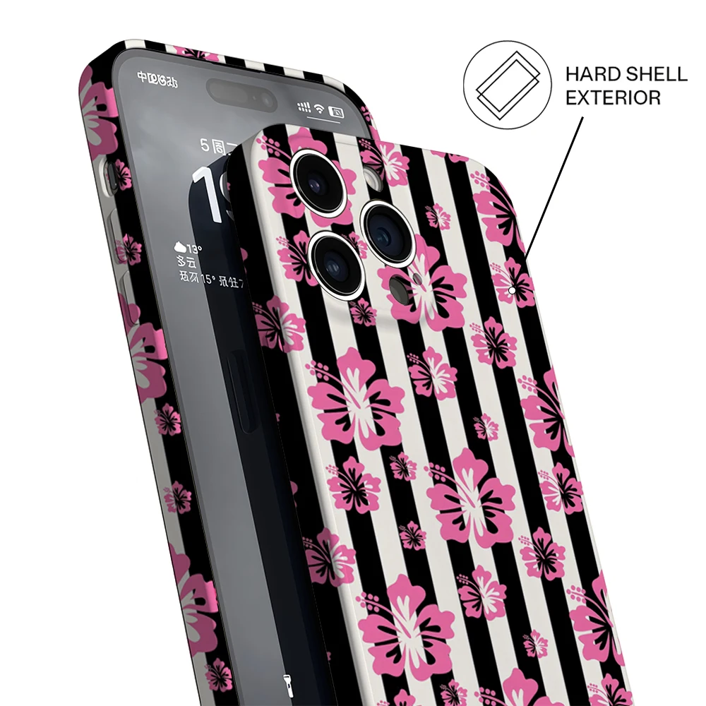 Чехол для телефона с полосками гибискуса IPhone 17 Must-Haves для iPhone 17, 16, 15, 14, 13, жесткий однослойный прочный чехол HD