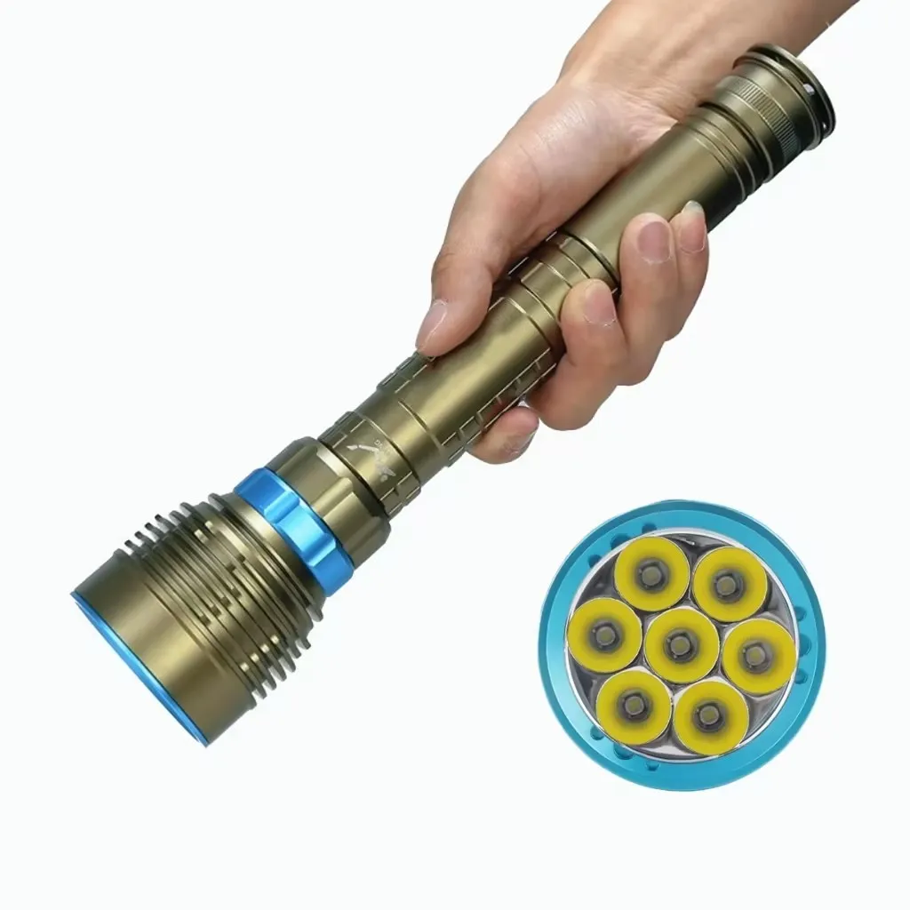 Linterna de buceo de 30 vatios 5000 lúmenes impermeable bajo el agua L2 7 * LED antorcha de buceo recargable de alta potencia antorcha de buceo