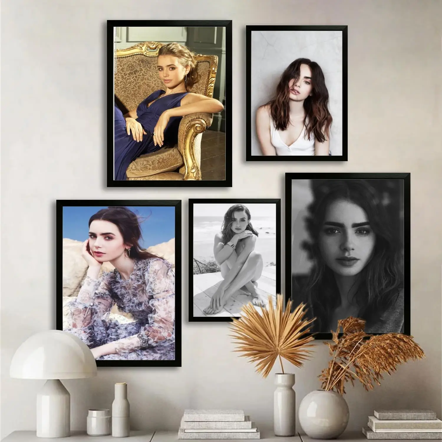 ملصق فني من القماش من Lily Collins، طباعة صورة فنية جدارية، ملصقات ديكور غرفة نوم عائلية حديثة، لوحة زخرفية