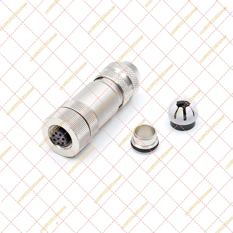 M12 Waterproof Connector IP67 Metal Plug 3 4 5 Pin Straight 90 Degree Male Female Screw Crimp PG7 PG9 Cable Assembly