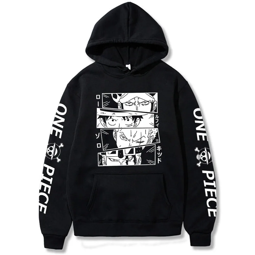 Anime One Piece Hoodie Luffy Zoro Law Kid Sweatshirts Cozy Tops Sudadera Felpa Moletom Printing Quality The Print Does Not Fall