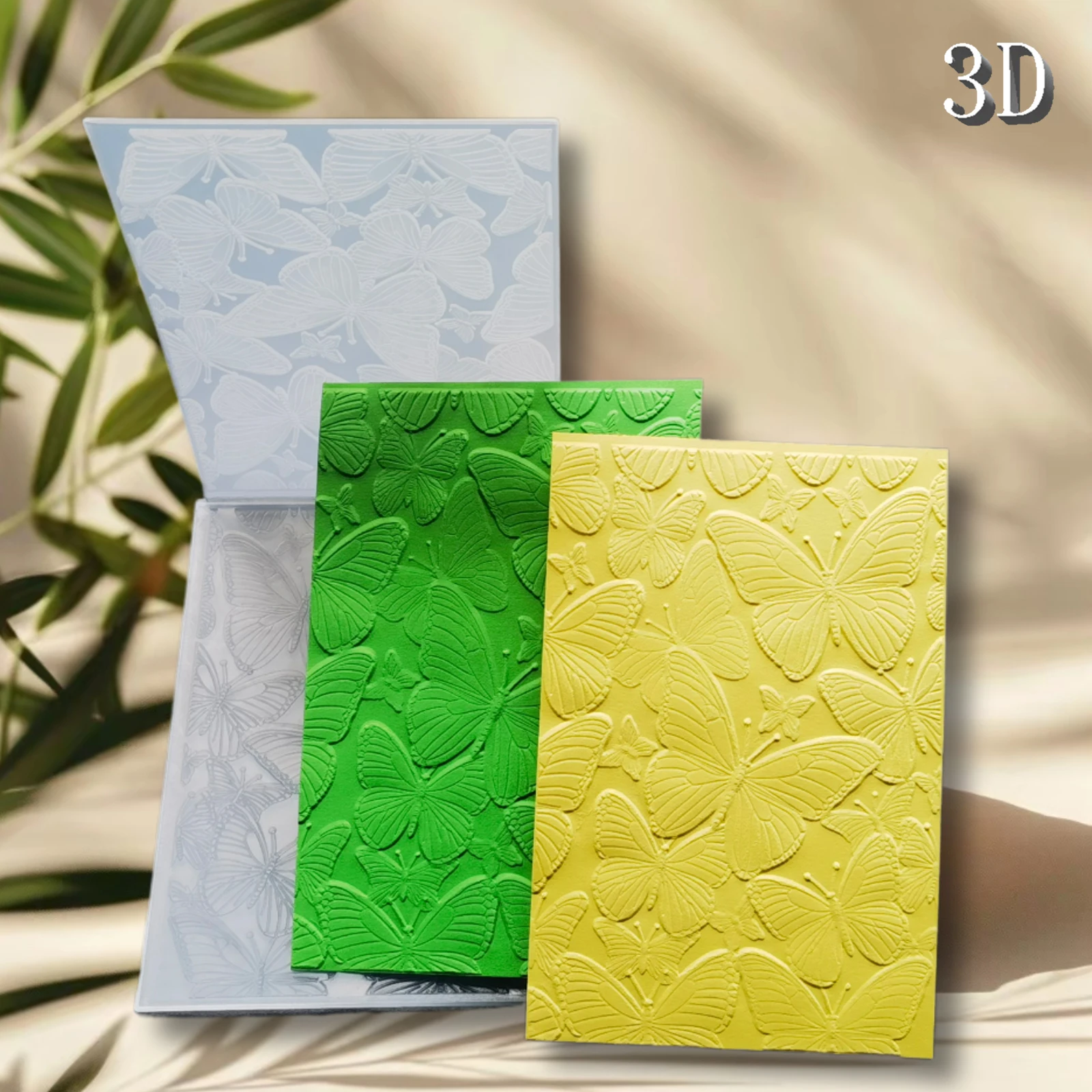 Ordner mit 3D-Prägung – vergoldete Butterfly Shadow Butterfly Group Textur als Themendesign, langlebiger Kunststoff, DIY-Kunsthandwerk und S