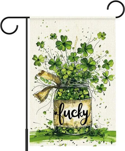 St. Patrick's Day Garden Flag,Lucky Shamrock Irish Clovers Mason, 12x18 Inch XXQ