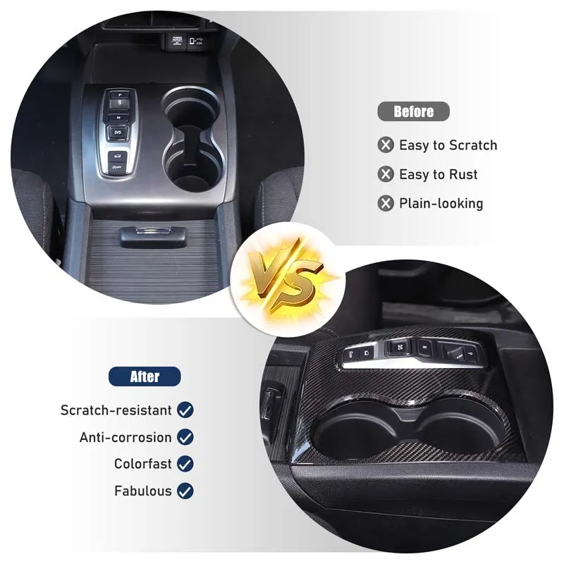 

For Honda Pilot Ridgeline Passport 2016-2022 Car central control gear water cup frame cover Accessories Real Carbon Fiber 1Pcs