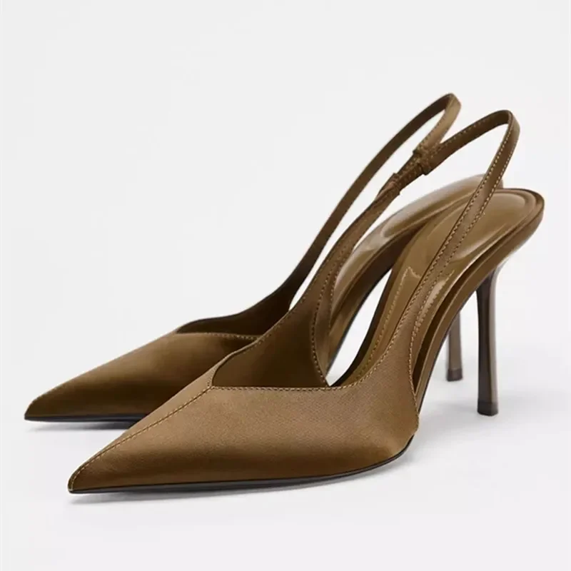 

Новинка 2023 года, летние босоножки на каблуке, элегантные дизайнерские туфли-лодочки с ремешком сзади, женские пикантные туфли на высоком каблуке с острым носком, модные модельные туфли для банкета