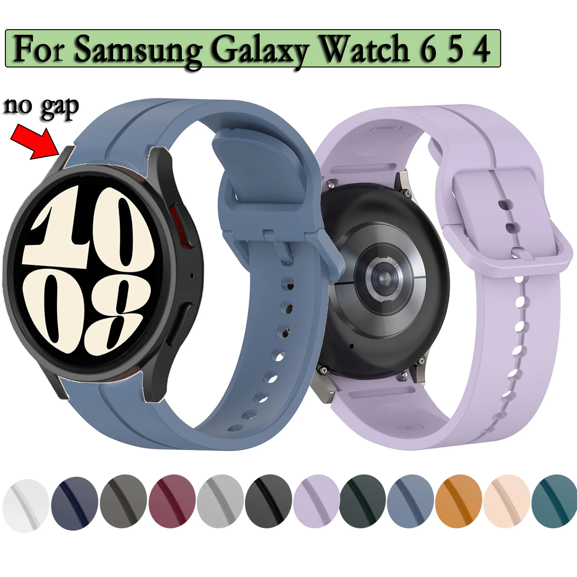 Newest Silicone Strap For Samsung Galaxy Watch 6 5 4 Perfect Fit Quick Release Watchband Single Color Sport Wristband