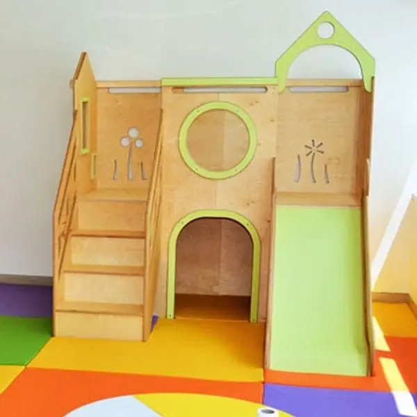 New Design Children's Indoor Play Set-Wood Castle and Small House with Slide Freely Combining Pieces Other Kids' Furniture