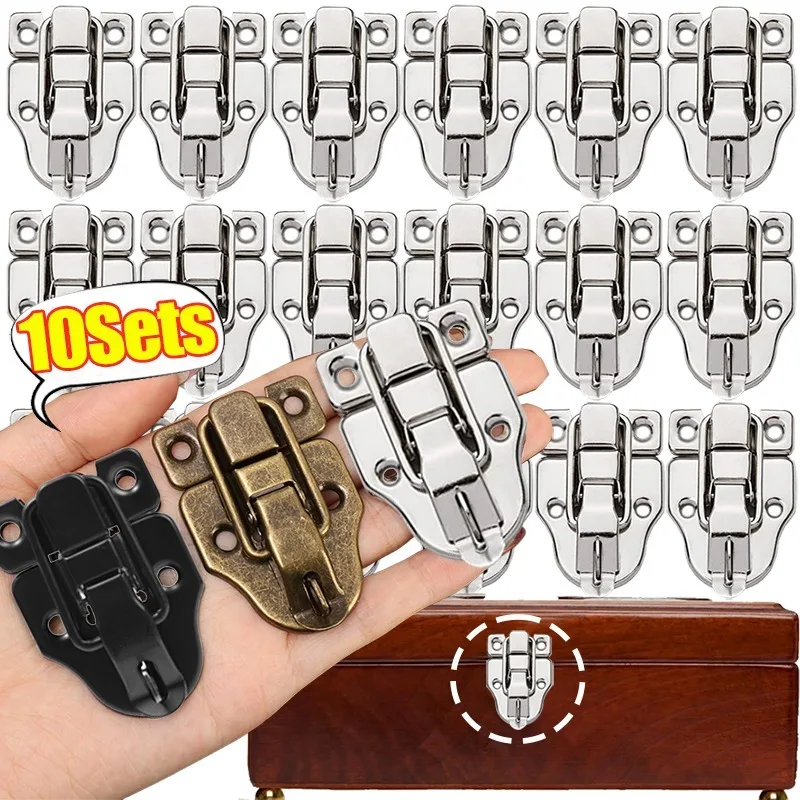 4-Pack Black Iron Duckbill Hasp Latches – Small Chest Bolt Lock Clasps For Wood Boxes, Toolboxes, Suitcases & Cabinets