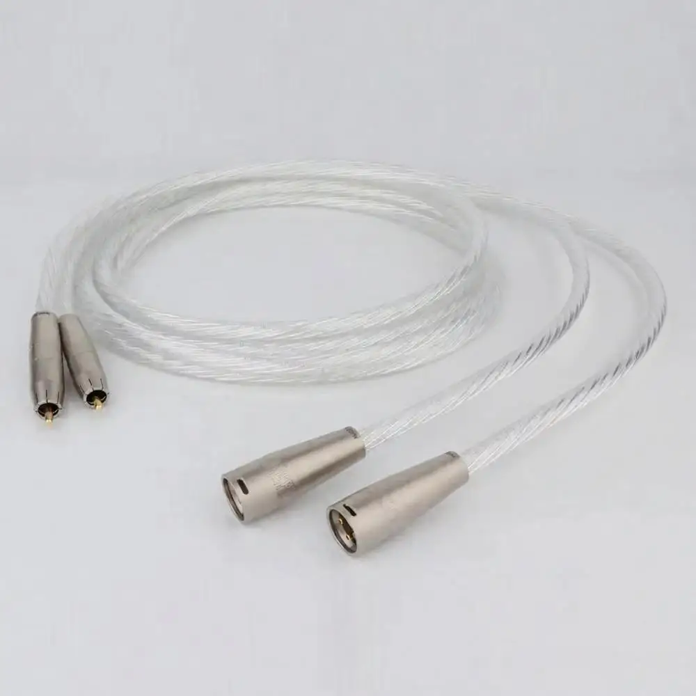 Hi fi RCA Cable 5N OCC Rca to Rca Audio Cable Foil Silver Shield HIFI Stereo Aux Cable Audiophile Wire for Speaker Amplifier DVD