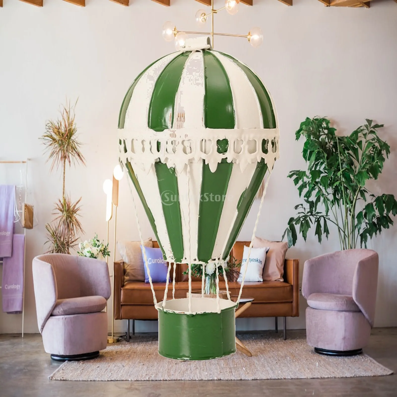 Ornement de montgolfière vintage européenne, décoration suspendue en métal, sculpture légère et artistique pour décorateurs