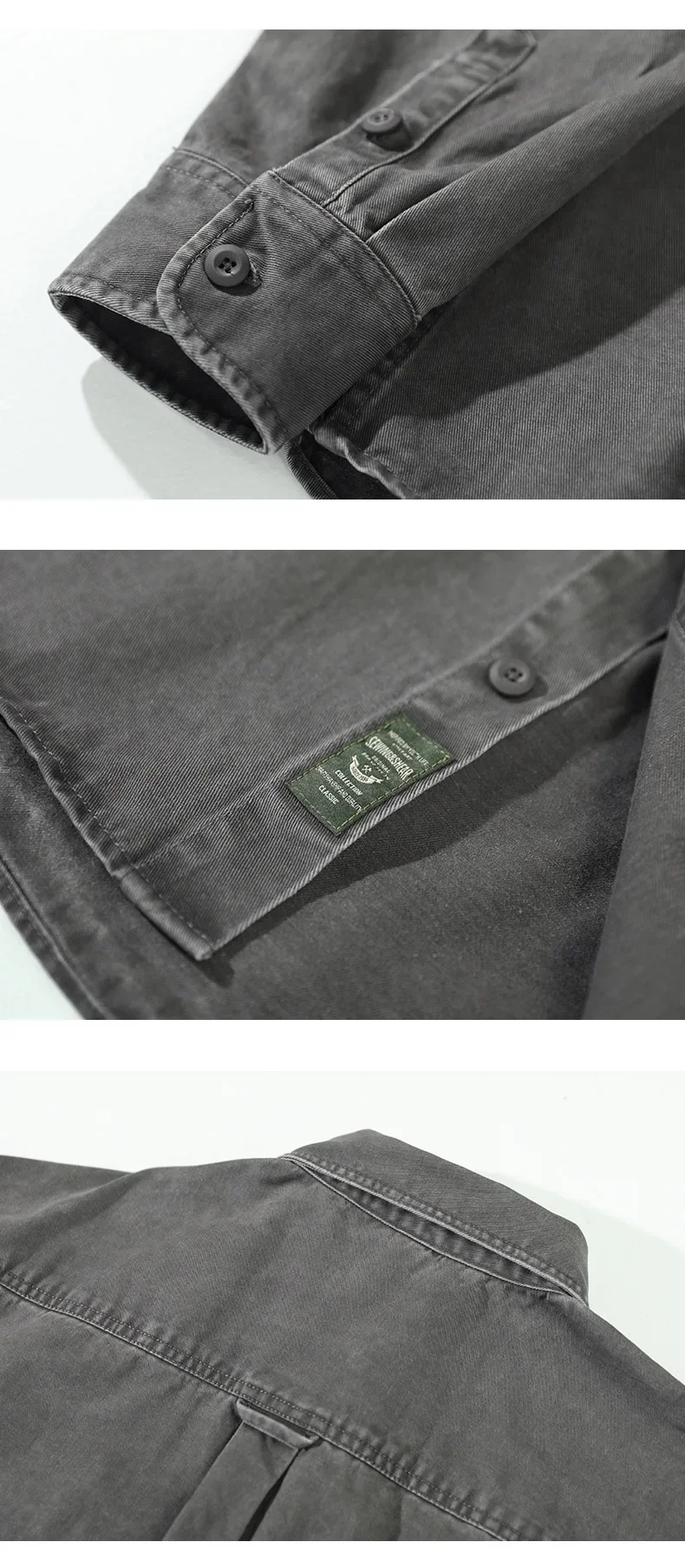 Japanese Style Cargo Shirt Men Spring Fall Pure Cotton Men\'s Clothing Casual Double Pockets Long Sleeve Shirts Loose Overshirt