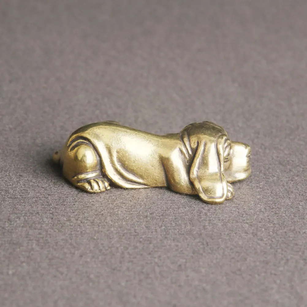 

Brass Puppy Ornament Exquisite Creative Desktop Decor Stable Compact Size Indoor Tabletop Adornment Puppy Adornment
