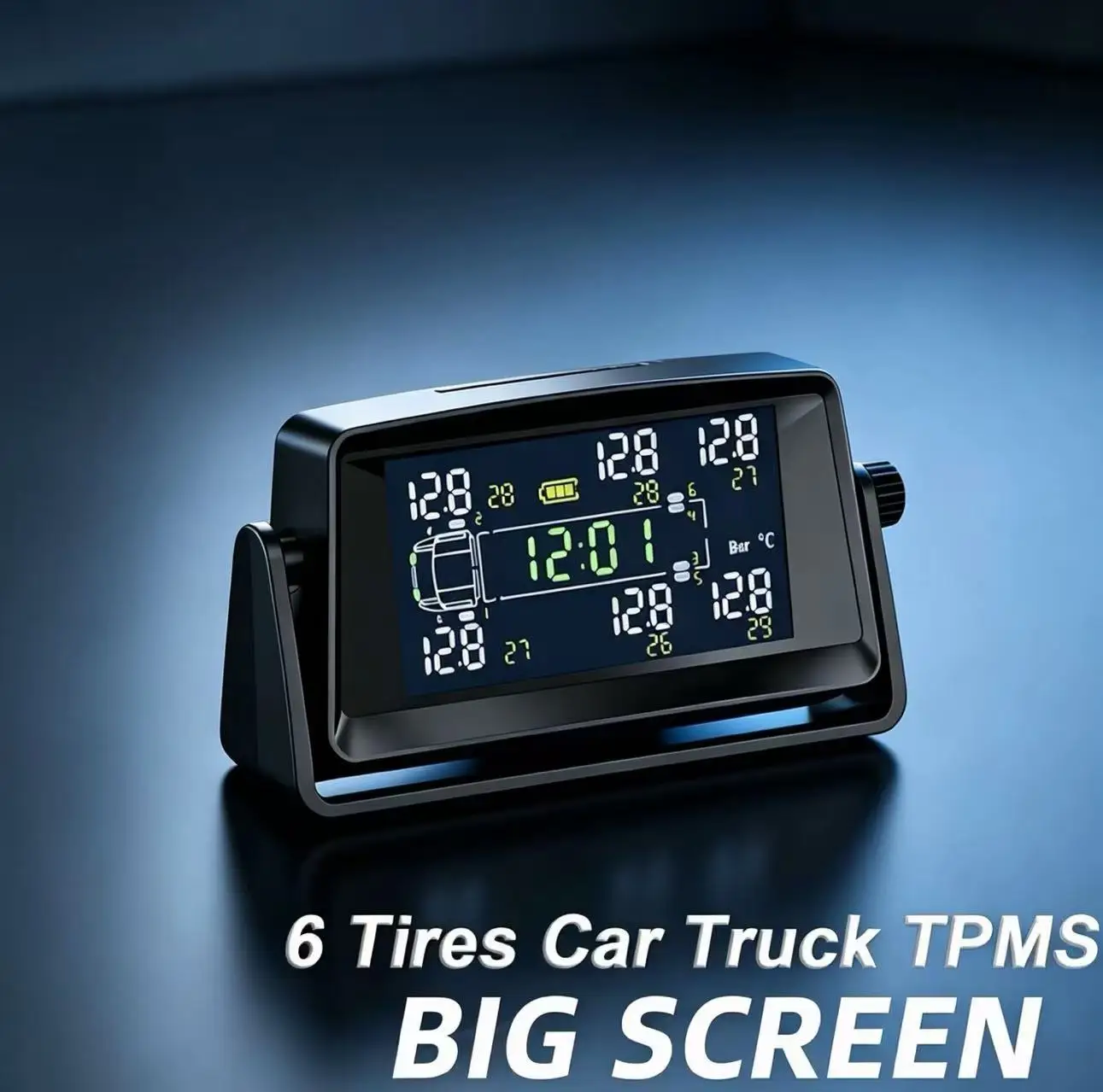 6 Tires TPMS for Car Truck Large Color LCD Display Wireless Tire Pressure Monitoring System Real-time Tyre Temp Pressure Alarm
