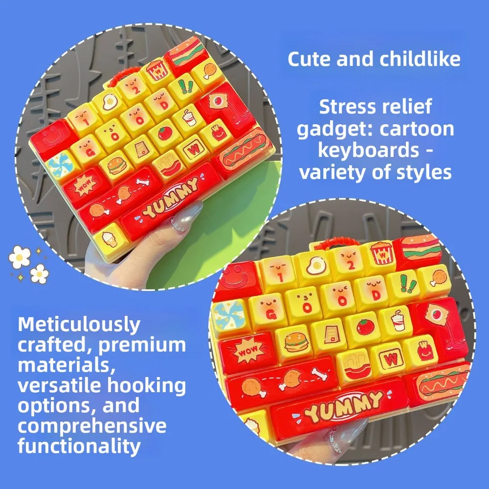 Food Burger Hot Dog Stress ReliefKnock Stress Relief 26Key Keyboard Keychain Pendant Couple Bag Charm Toy Cosplay Vocaloid Anime view 6