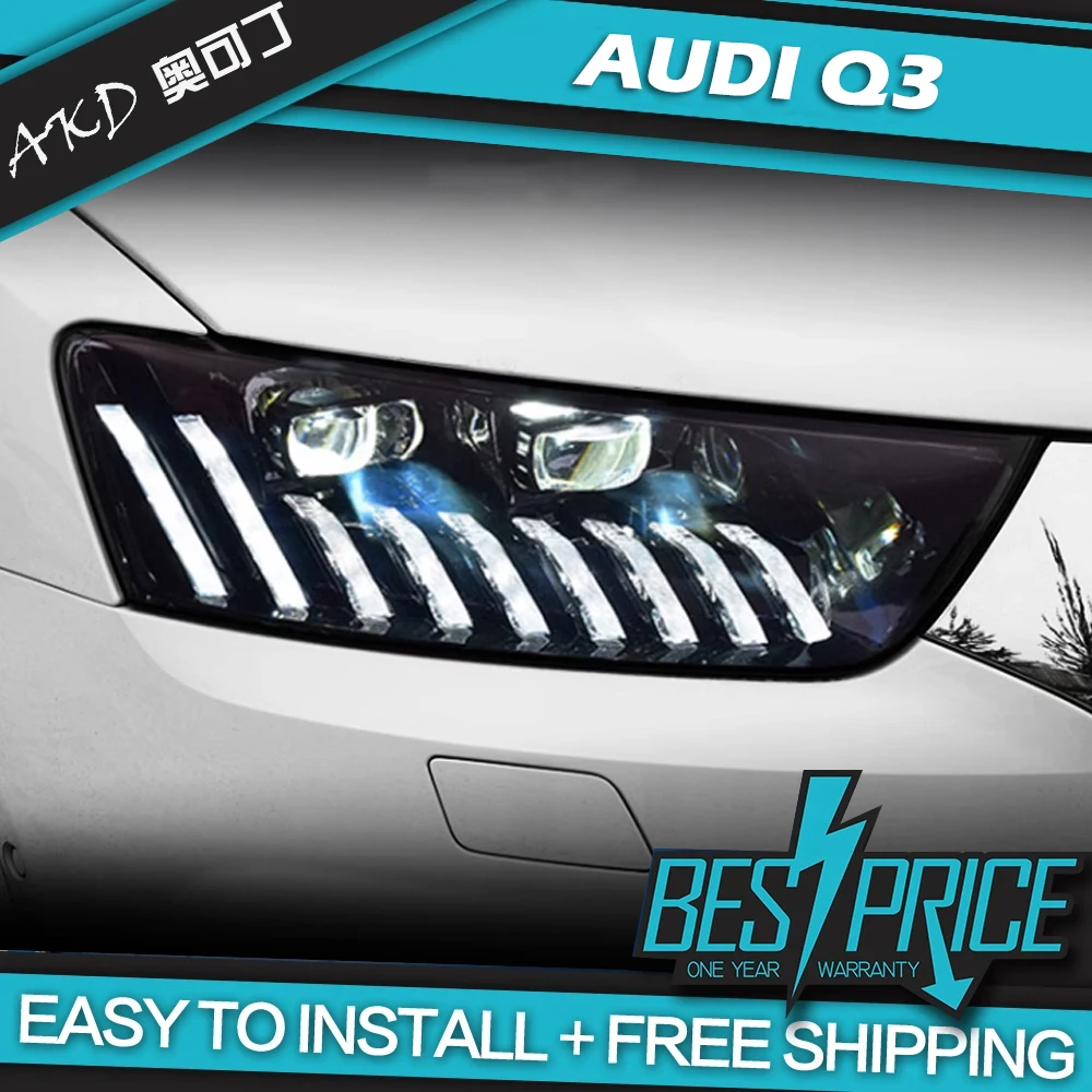 

AKD Head Lamp for Audi Q3 LED Headlight 2013-2018 Headlights Q3 DRL Turn Signal High Beam Angel Eye Projector Lens