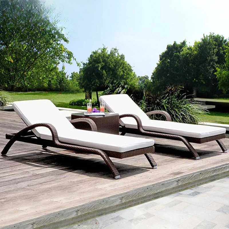 

Outdoor Bed Courtyard Villa Beach Chairs Pool Bar Rattan Chairs