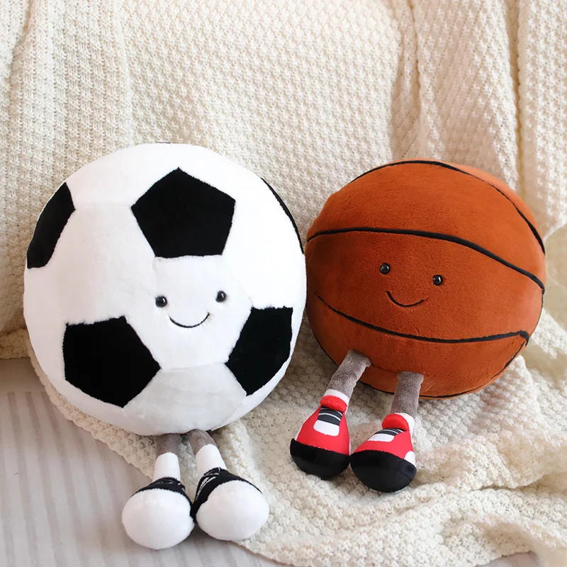 Funny Basketball Football Plush Toy Pendant Soft Ball Decompression Sport Doll Balls Creative Birthday Gift for Boy Indoor Decor