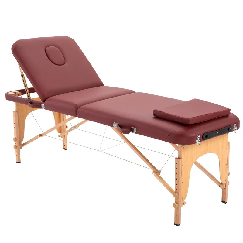 

New portable folding beauty massage bed body massage acupuncture and moxibustion tattoo bed household portable beech